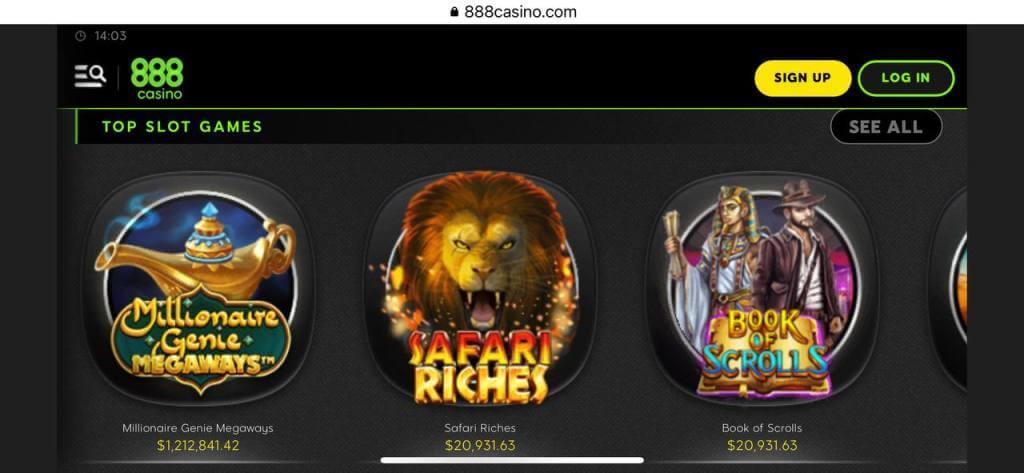 888 casino mobile screenshot