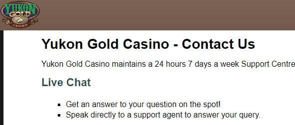 Yukon Gold Casino Support