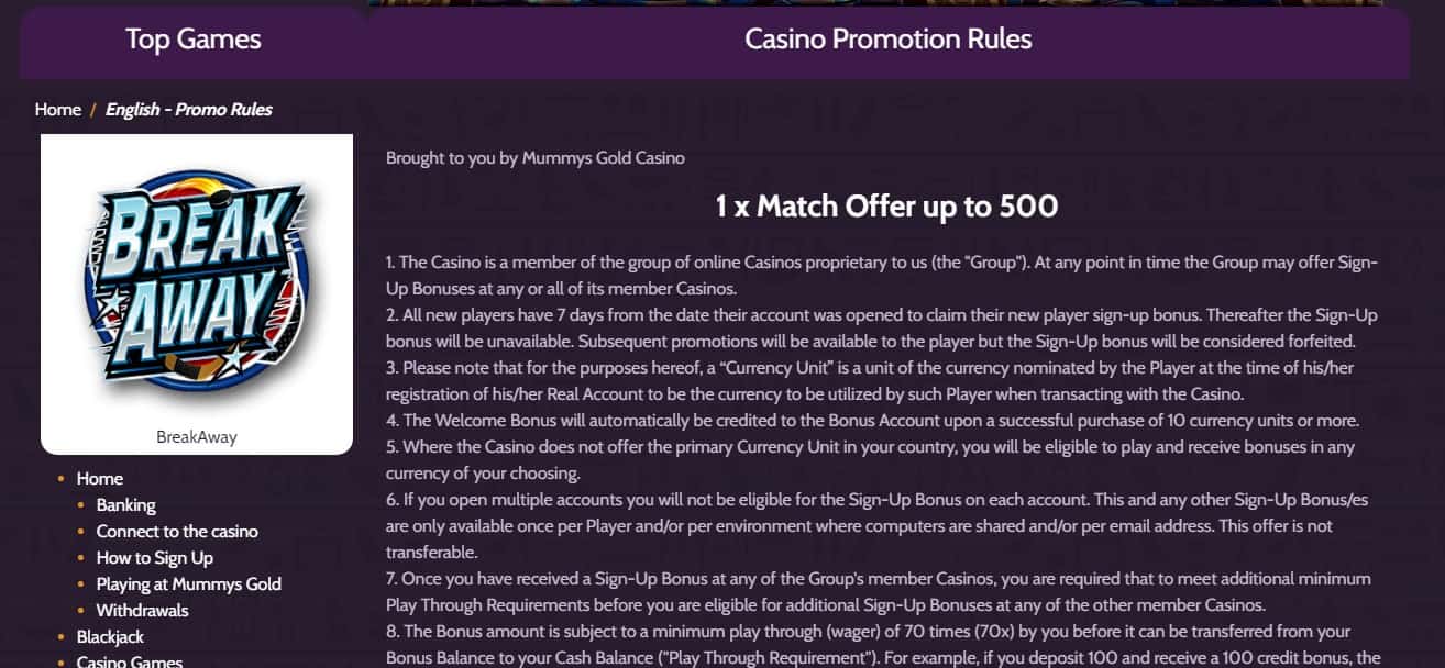 Mummys Gold Casino Review