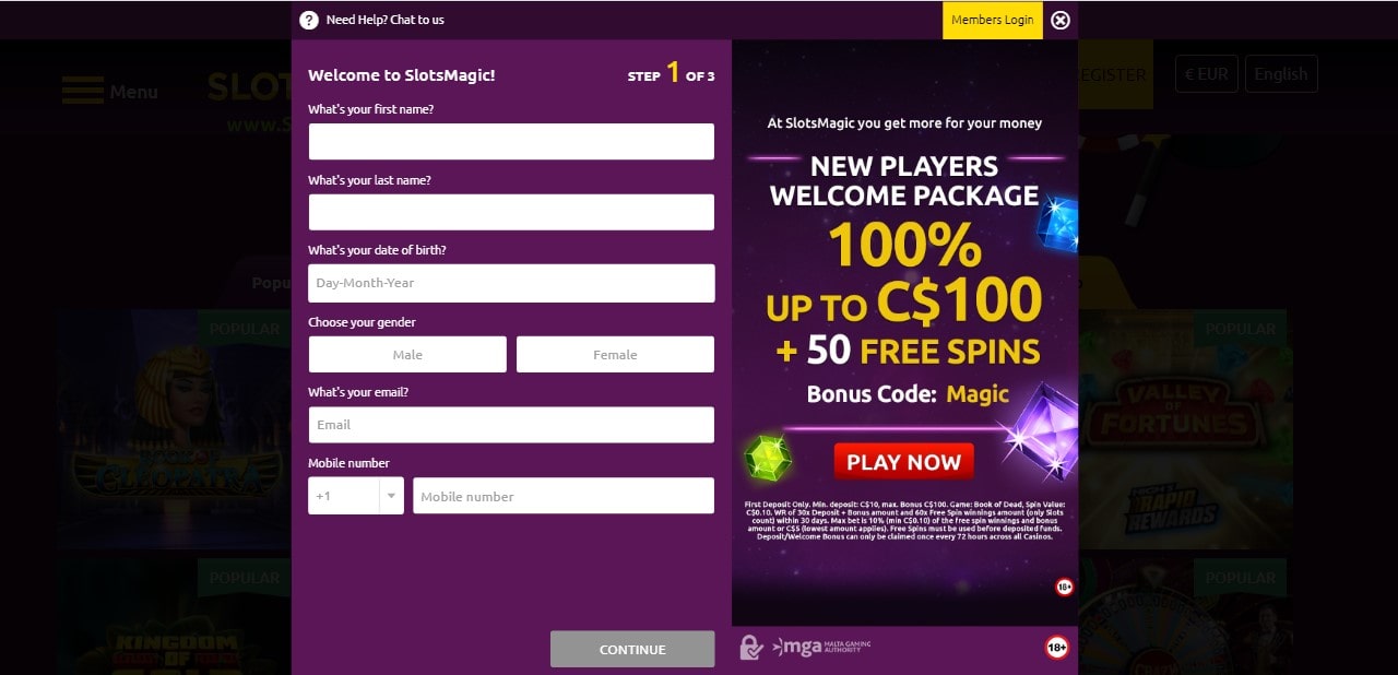 Slots Magic Casino Register